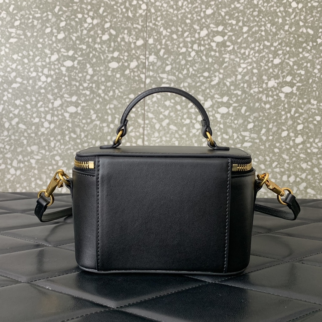 Valentino Garavani Loco Mini Box Bag in Black Calfskin Leather 